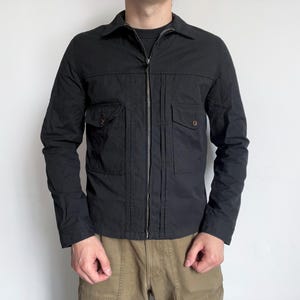 Giacca in tela Pretty Green, modello vintage Levi's tipo 2, giacca trucker in denim di cotone nero, taglia M