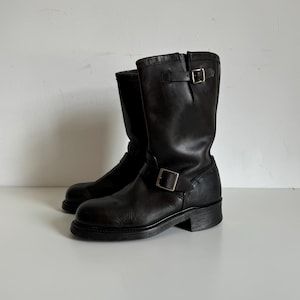 70s 80s Sears vintage engineer genuine leather black biker motorcycle biker steel toe boots men’s US 8,5 E made in USA  lot