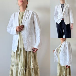 lot circa 50s vintage Vetra French sanfor white cotton blazer work jacket chore coat workwear made in France