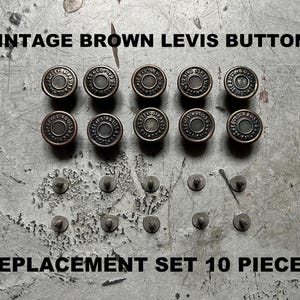 Levis Metal Buttons, Vintage Brown Levi's Metal Brass Copper