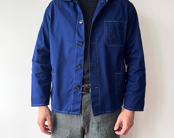 Vintage 1940s-50s French Chore Work Jacket | Blue Sanfor Workwear