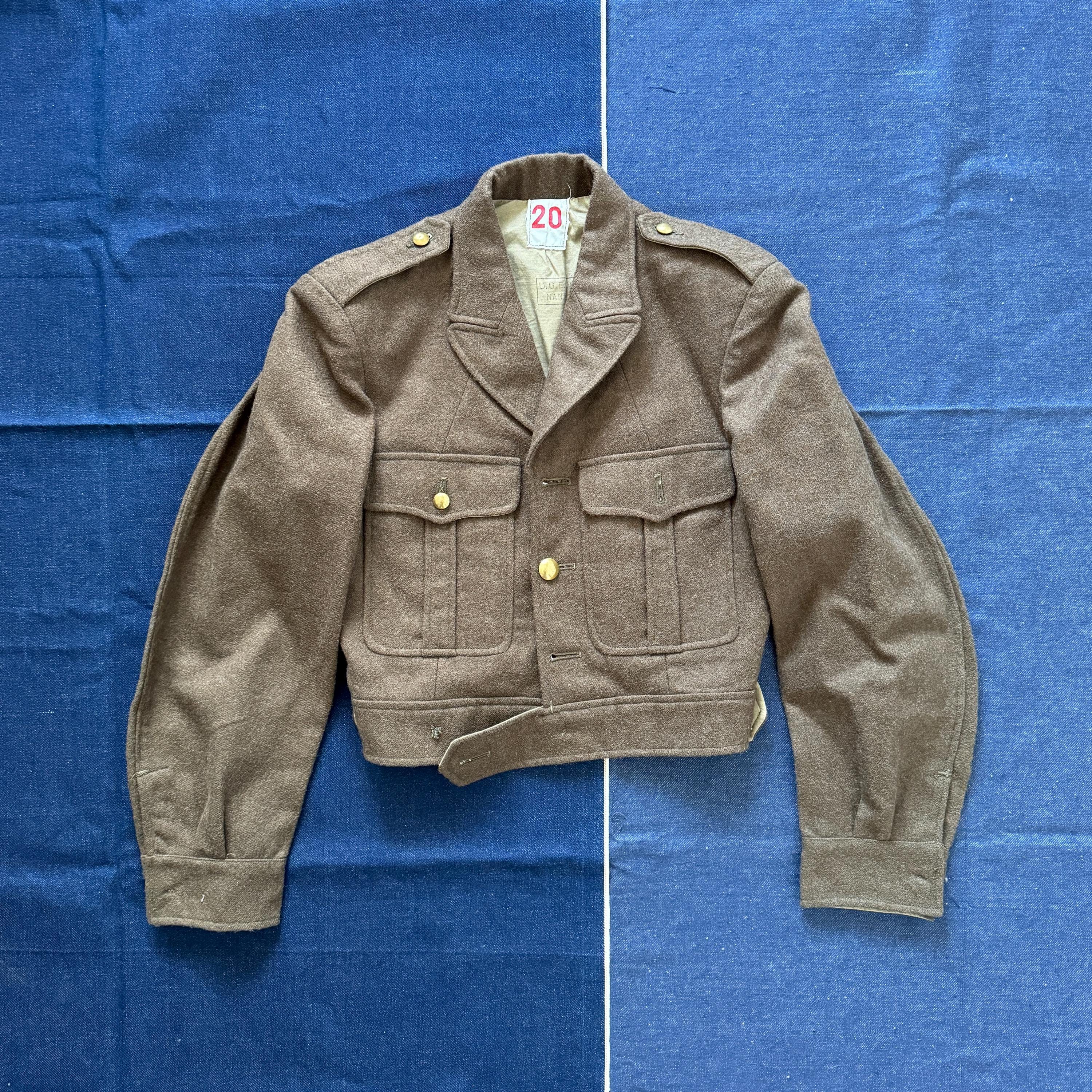 Post Ww2 50s Vintage French Army Battledress Military Blouse Wool