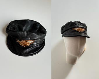 Vintage Harley Davidson Leather Cap, Biker Hat - Etsy Canada