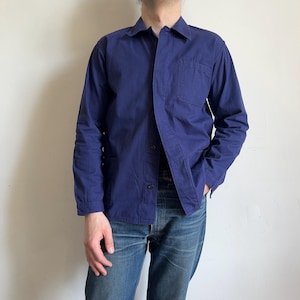 Euro vintage workwear sanfor worn blue cotton work pocket jacket bleu de travail French style size Small lot