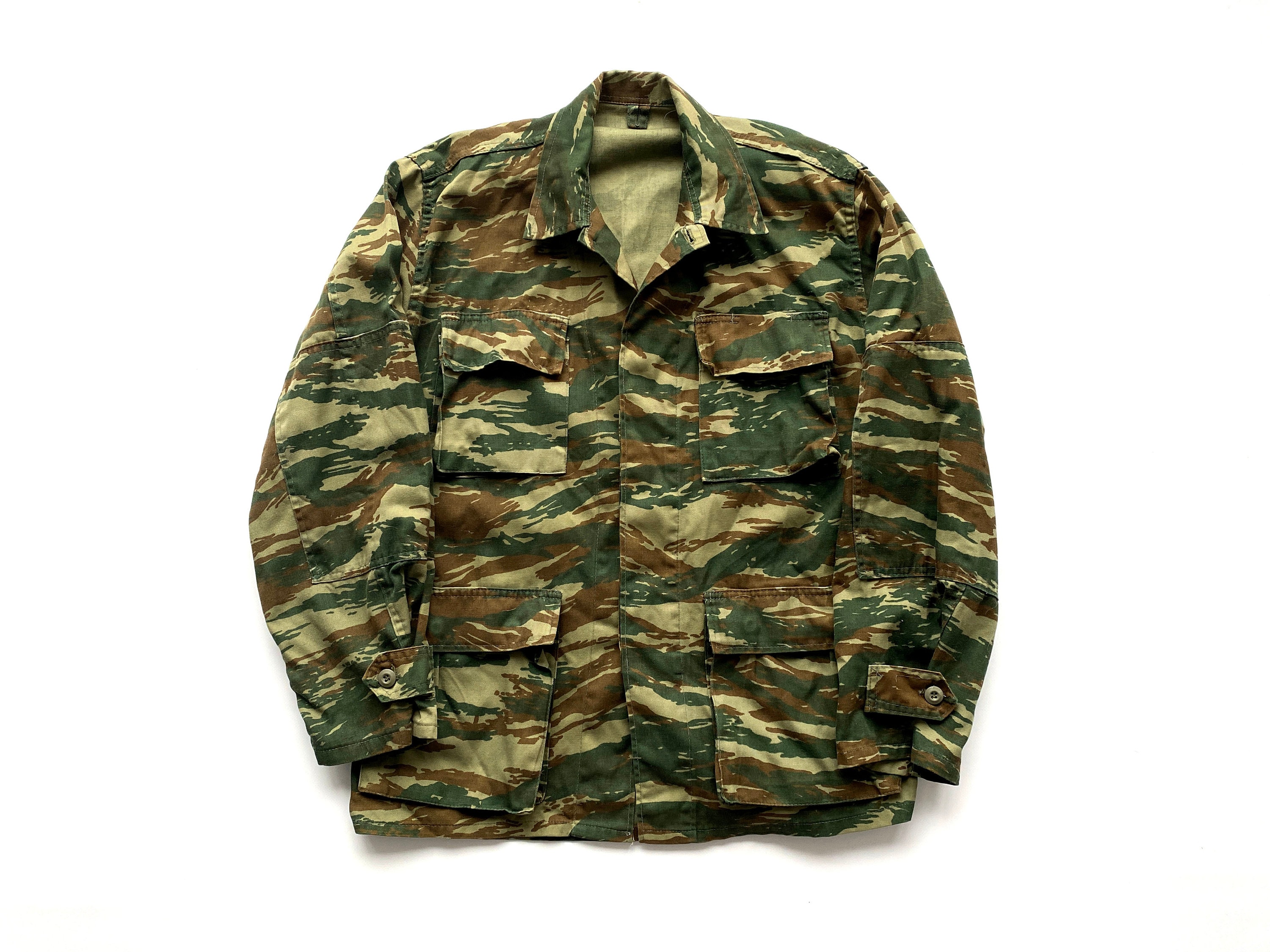 Camouflage Lizard Camo Hooded Military Jacket, Men's Size L unclear Khaki type Vintage Second Hand