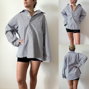70s vintage Germany striped medical railroad style cotton sanfor 1970s workwear chore French jacket size marked EU 60 lot