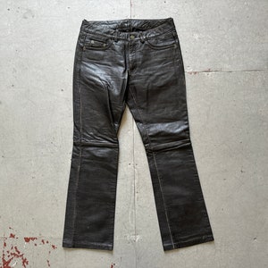 90s vintage black buffalo leather motorcycle biker boot cut pants trousers size marked EU 38 fits like US 31 lot
