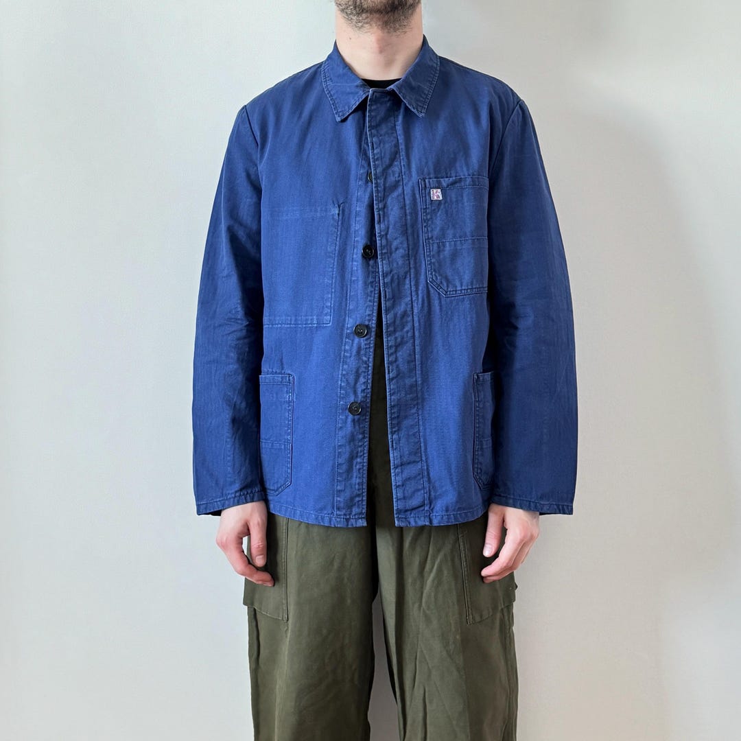 早い者勝ち　ユーロワークジャケット 90s ドイツ製 ヘリンボーン Sフェード Made in Germany Herringbone Work Jacket | ドイツ製 ヘリンボーン