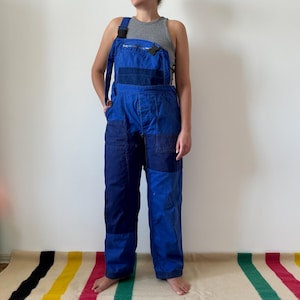 vintage German repair patchwork workwear painters distressed sanfor blue bib overalls dungarees jumpsuit style work French EU 50,M lot
