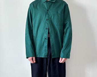Chaqueta de trabajo vintage alemana HBT de sarga de algodón con diseño de espiga verde, estilo francés, Sanfor Bleu de Travail, talla 56 L-XL, lote