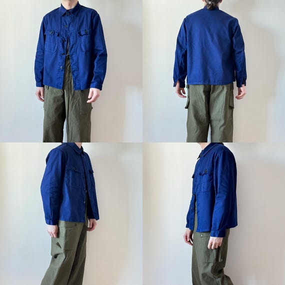 60s 70s Vintage Greiff German HBT Blue Herringbone Twill Cotton