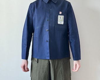 Chaqueta de trabajo Herman Elefanten NOS vintage alemana HBT de espiga de algodón azul, estilo francés, talla 48, M, lote