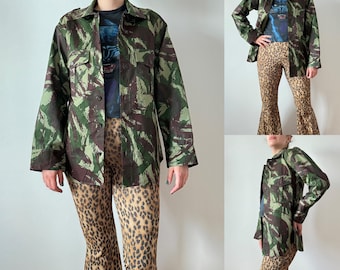 Portugal vintage NOS cadavres d'animaux portugais HBT armée militaire M47 lézard camo chemise boutonnée veste de style français lot