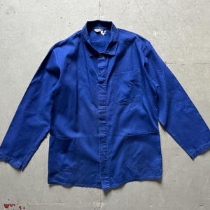 lot vintage German workwear sanfor French worn blue faded work jacket chore coat sanfor