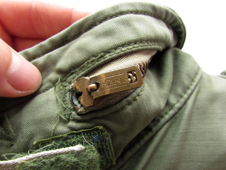 80s Vintage US Army Military M65 Olive Green Field Jacket Coat Scovill