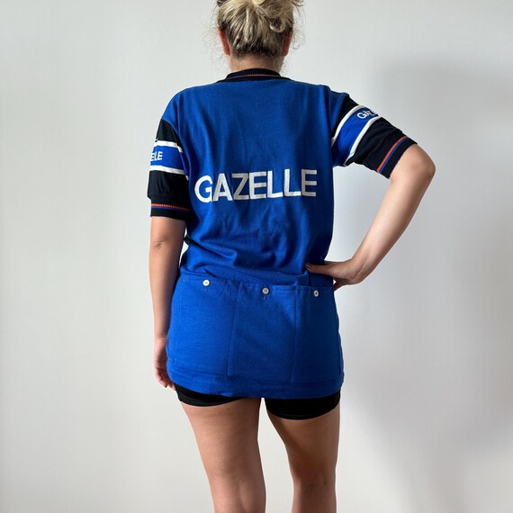 Maillot Cycliste Vintage Peugeot - Bleu - Acrylique Années 70 - Taille M
