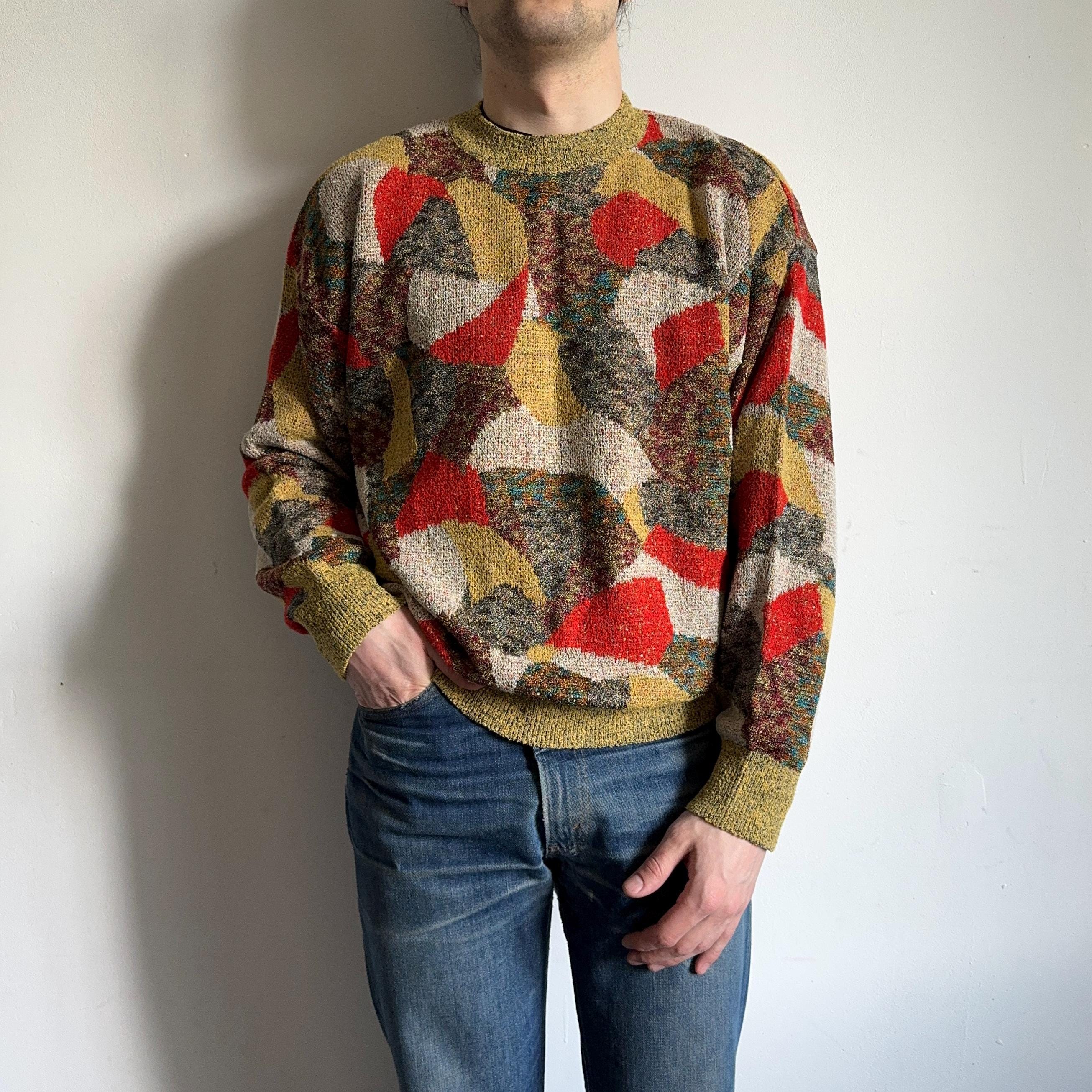 80r90s missoni sport 総柄ウールハーフコート MISSONI SPORT/ミッソーニスポーツ 半袖ミックス柄セーター 90