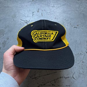 vintage Sport Specialties hat, rare 90s California Cartage Company NFL Youngan black yellow snapback trucker cap