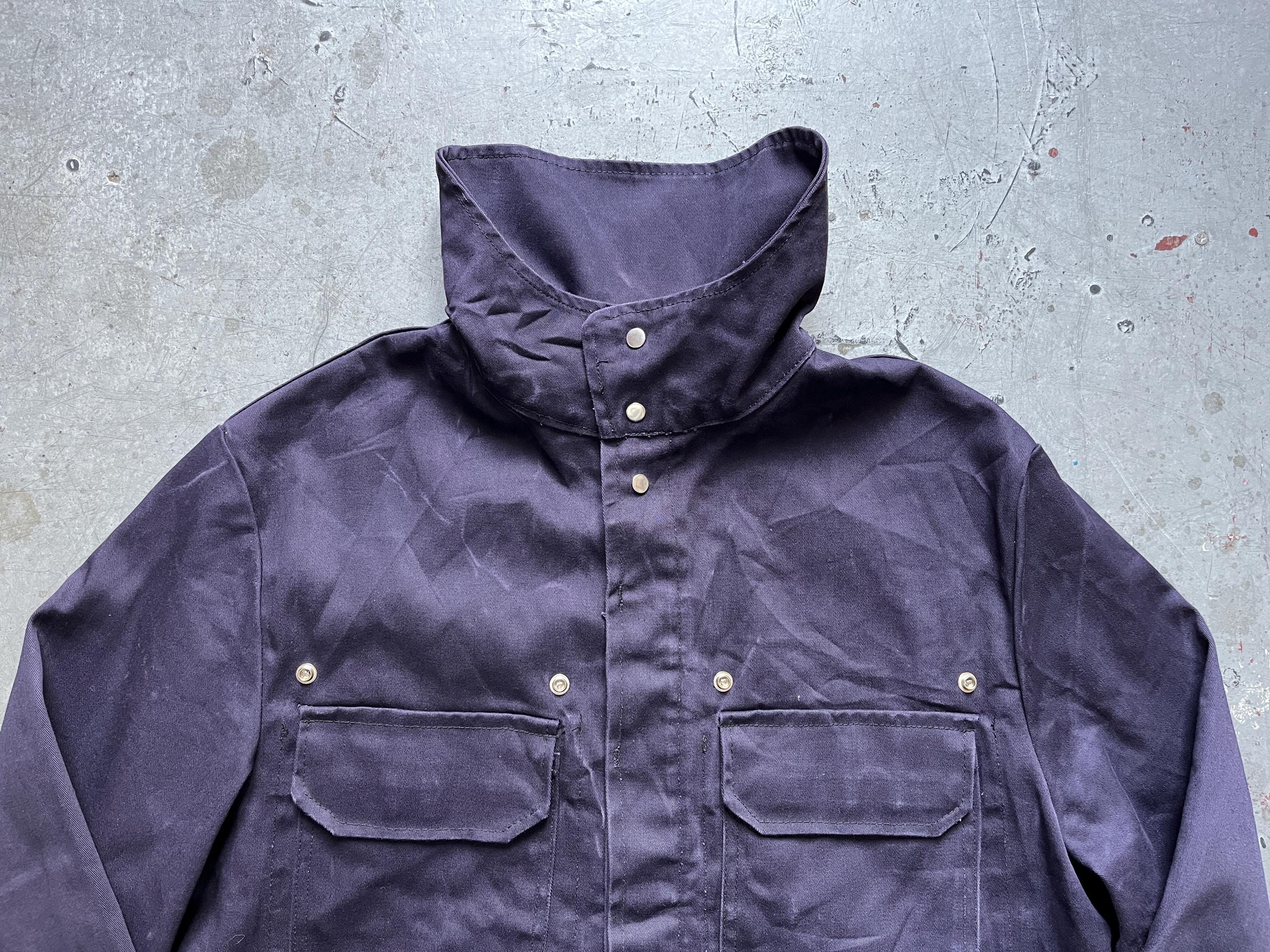 German Fireman Jacket, Vintage Workwear, Feuerwehr Faded Navy Blue