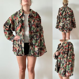 Swiss M70 Alpenflage TAZ 83 vintage military uniform camo multi pocket Switzerland army jacket fits like M ,lot