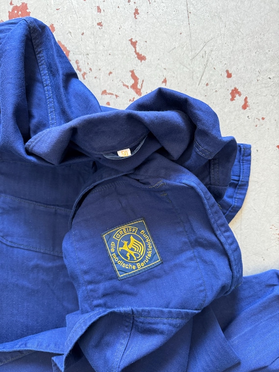 60s 70s Vintage Greiff German HBT Blue Herringbone Twill Cotton