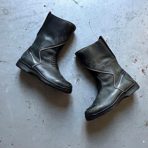 Daytona motorcycle boots, 90s vintage Daytona Motorradstiefel Sprint motocross bike racing black leather boots, size EU 40, US 7.5