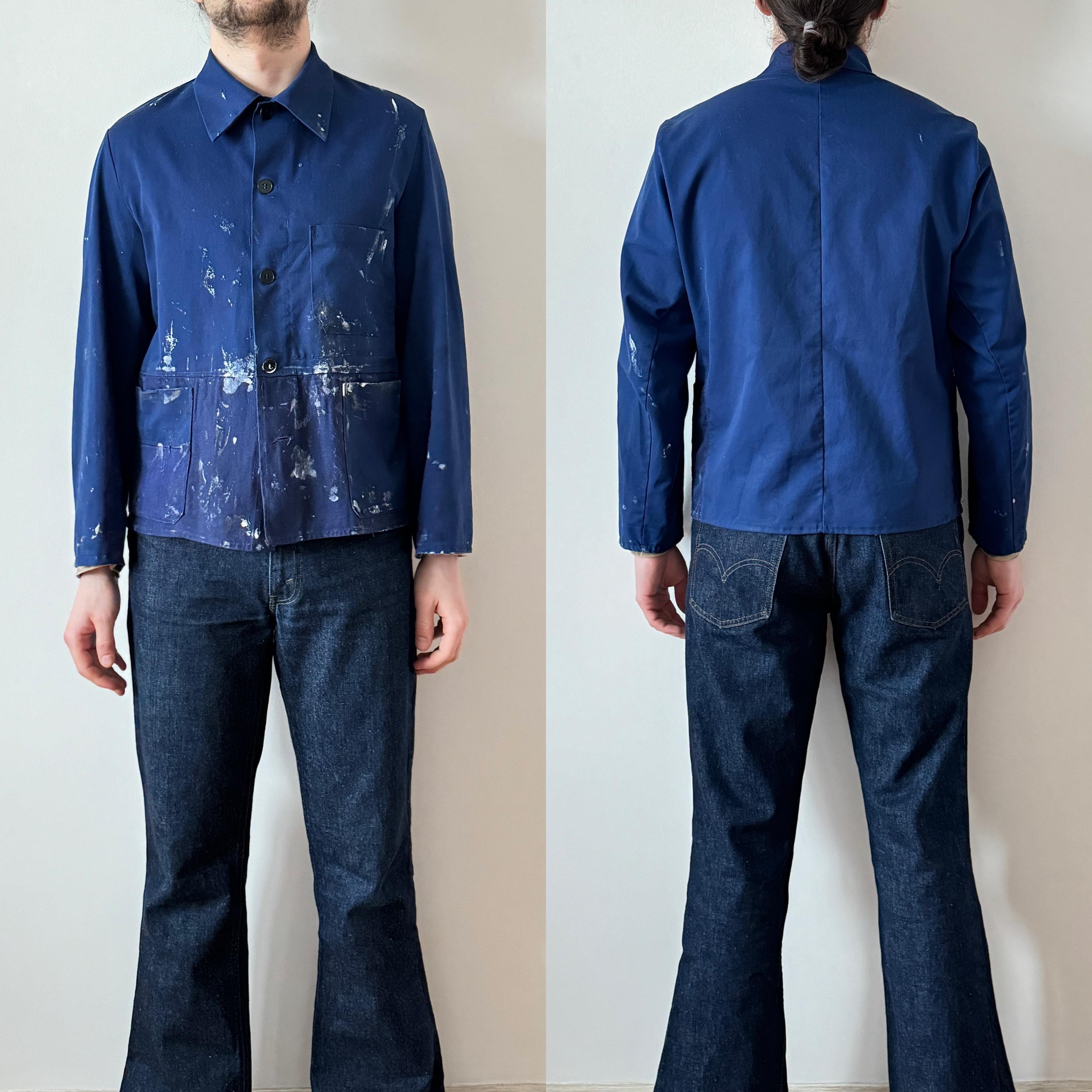 Veste Vintage Années 70 SANFOR KLM - Bleu Denim, Taille 50, Double Boutonnage - État Quasi Neuf