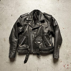 Blouson de moto en cuir, veste en cuir noir de motard de course vintage des années 90, café racer, XXS, taille jeune/enfant
