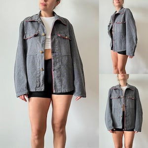 50s 60s vintage Swiss fire fighter uniform 1950s ,1960s gray salt and paper cotton jacket fits M lot