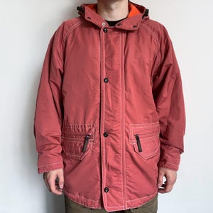 vintage Descente jacket, 90s ski parka, red zip up coat, made in Japan, size L