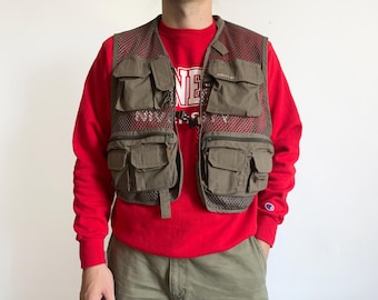 Insulated Fishing Vest Vintage Gilet 90s Cargo Hunting Sleeveless