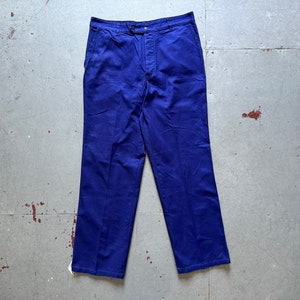 vintage French workwear pantalone sanfor blue work pants trousers blue de travail size tag EU 46 lot