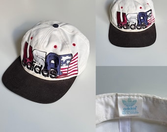 Vintage Adidas America Flag Denim Snapback Hat Adjustable 90s