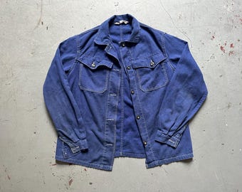 70s Vintage L'anti Cher French Workwear Chinese Navy Blue Work