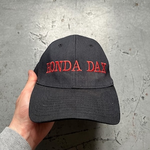 Honda Dax flexfit hat, 90s vintage Atlantis USA, Honda racing faded black fitted hat, size S-M, made in Korea