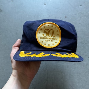 80s vintage Berkeley Pumps K-Brand workwear navy blank trucker hat cap made in USA lot