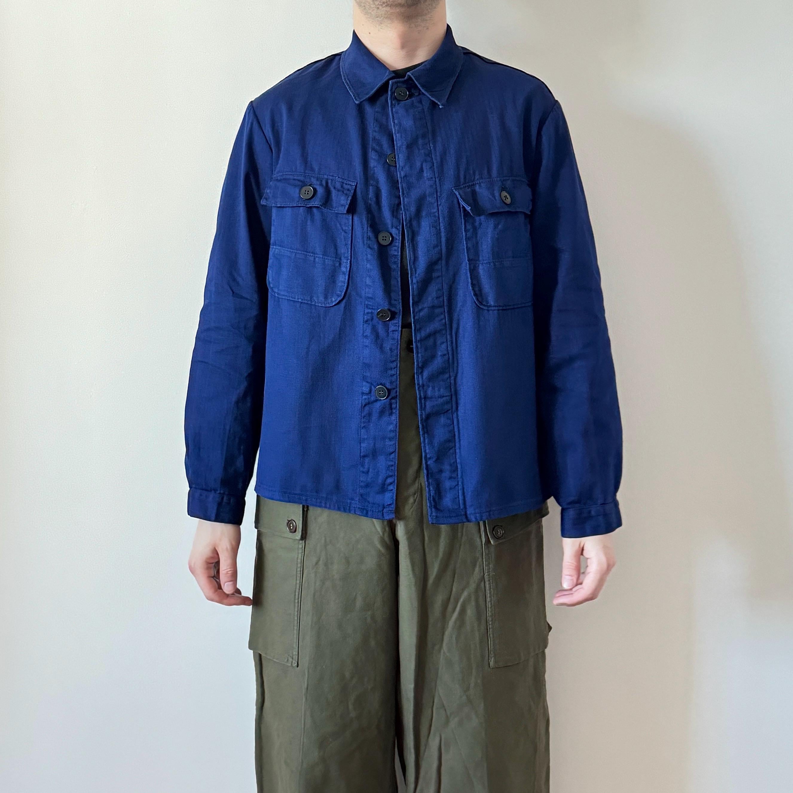 60s vintage german work jacket 襤褸 60s 70s Vintage Greiff German HBT Blue Herringbone Twill Cotton
