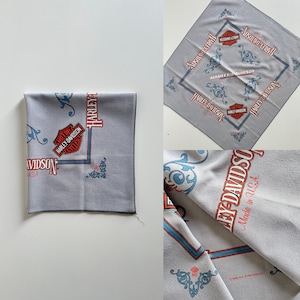 80s vintage Harley Davidson gray motorcycles biker bandana scarf made in USA size 20x22 lot