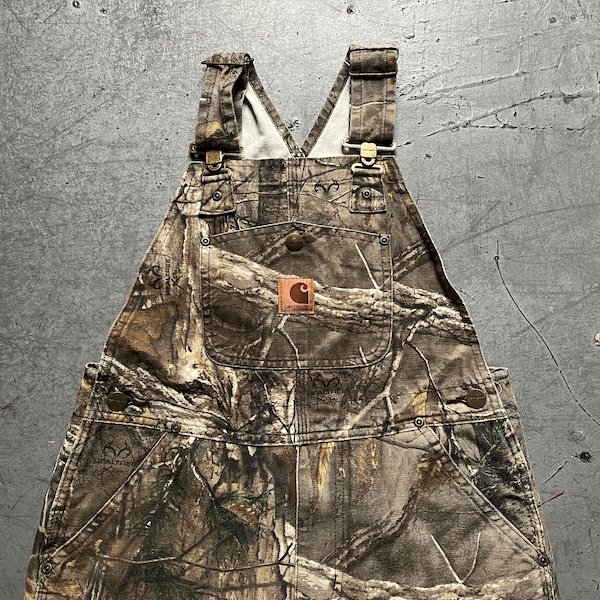 Carhartt Double Knee Duck Canvas Enfants tout-petits Jeune Realtree Xtra Trebark Bib Salopette de travail Taille 8