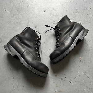 50s Swiss army boots, vintage 1956 military black leather mountain hiking shoes, size EU 42, men&#39;s US 9