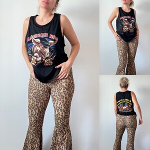 80s vintage NOS deadstock unworn 3D emblem American hog paper thin Harley Davidson biker black tank top tee size marked L fits like M lot