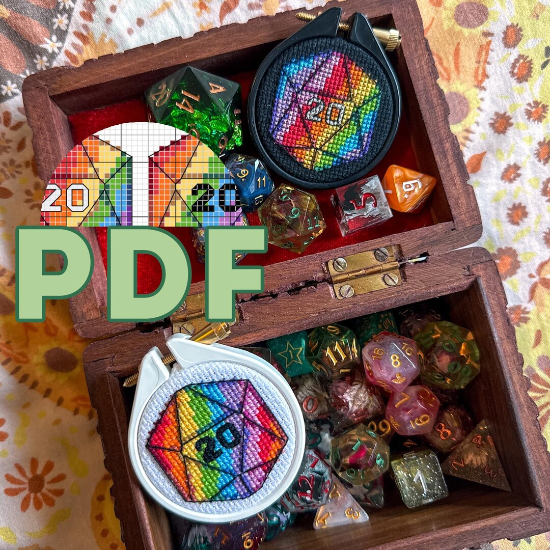 Rainbow D20 Dungeons and Dragons Cross Stitch Patterns PDF Instant ...