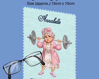 Personalized Funny Old Lady Keep Fit Design Glasses Cleaning Cloth