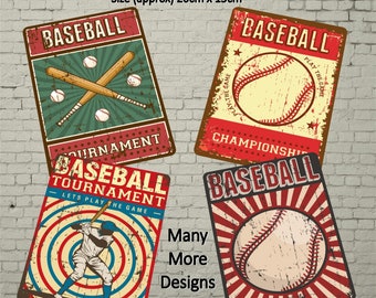 Retro Poster Style Baseball Aluminium Wall Plaque/Sign