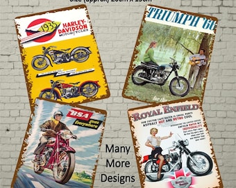 Plakat w stylu retro z motocyklem, aluminiowa tablica ścienna/znak