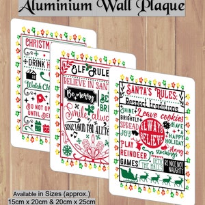 Christmas Rules Aluminium Wall Plaque/Sign