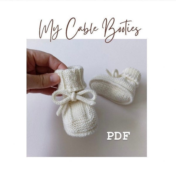 Baby Booties Knitting Pattern, Knit Baby Booties Pattern, Cable Knit Baby Booties Pattern, Baby Booties with Cable Knitting Pattern PDF