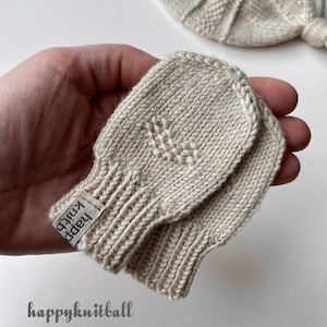 Knit Merino Wool Newborn Baby Mittens, Knit First Baby Mittens, Cable Knit Baby Mittens, Hand Knit Baby Wool Mittens, Merino Baby Mittens