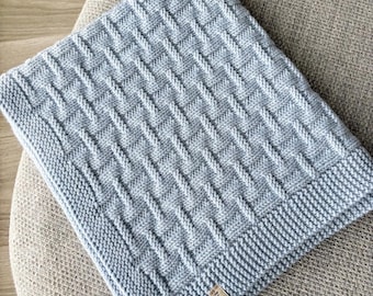 Baby Blanket Knitting Pattern: Reversible Knit Blanket Instructions (PDF)