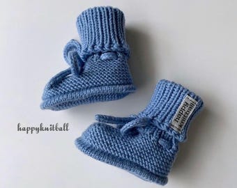 Handknit Merino Wool Baby Booties: Cable Knit Newborn Gift